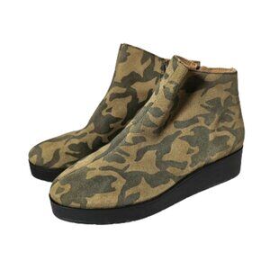 Lucky Brand Karmeya Camo Green Booties Wedge Women's Size 7